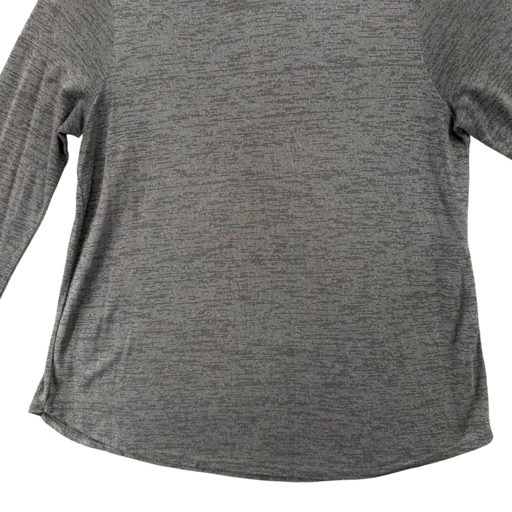 Vince Womens Charcoal Grey Space Dye Long Sleeve Crewneck Back Pleat Top Size M - Picture 4 of 6